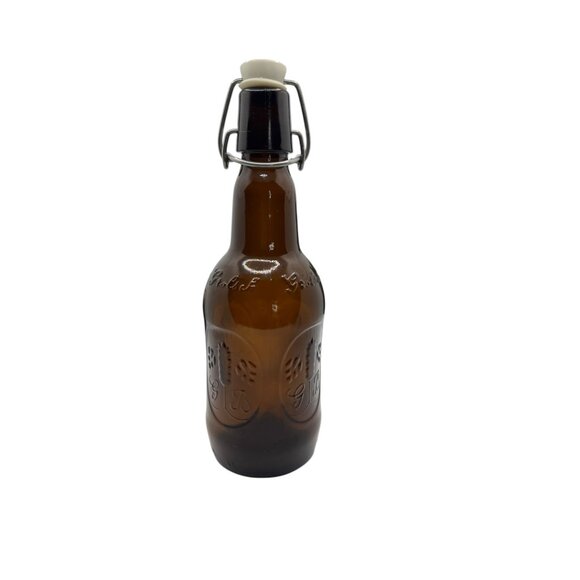 Vintage Grolsch Swing-Top Amber Glass Beer Bottle 16 Oz With Embossed Logo - Picture 9 of 10